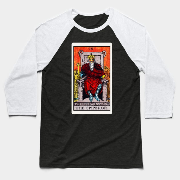 Card #4 - The Emperor - Rider Waite Smith Tarot Baseball T-Shirt by RetroFitted